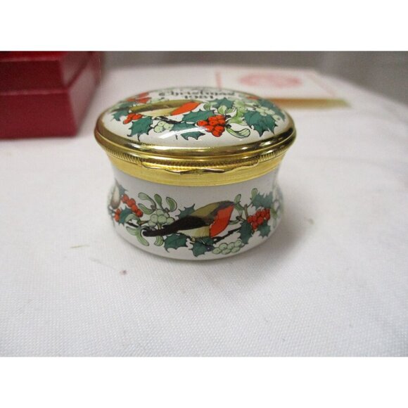 Enamel Box Halcyon Days Christmas 1981 Snuff Pill Jewelry English bilston - Picture 5 of 5